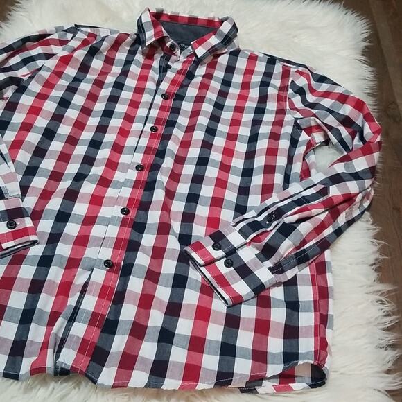 London Fog Men's Checkered Casual Button Down Shirt - Picture 2 of 8